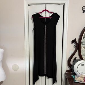 DKNY Black Asymmetrical Dress with Studded Front